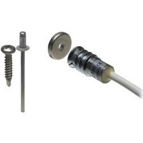 MC 250-M14 Alarmtech MC 250-M14 Contact Magnétique avec Aimant Circulaire Puissant NC, Câble de 2M, Alliage Aluminium